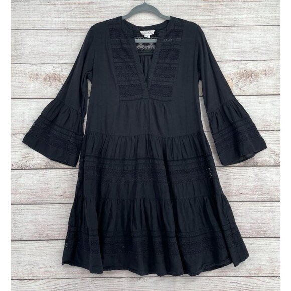 Velvet by Graham & Spencer‎ Semi Sheer Lace V-Neck Dress Women's XS Black - Picture 1 of 7